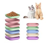 Cat Bowls, 12 Pack Whisker Friendly Cat Dishes and Bowls, No Storage, 5.5in | Shallow Cat Food and Water Bowls for Dry and Wet food, Plastic Wheat Straw Kitten Bowls for Indoor Outdoor Nervous Cats