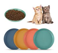 Cat Bowls, 4PCS Plastic Cat Food Bowl Set 4 Colorful Cute Cat Feeding Bowls Small Flat Cat Dish Cute Pet Bowl Dishs for Cats and Small Animals