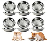 Cat Bowls, 6Pcs, Stainless Steel Cat Food Bowls, Whisker-Friendly Kitten & Puppy Bowls, Stackable Cat Feeding Bowls for Small Dogs, Rabbits, Guinea Pigs - Indoor Outdoor Water & Food Dish