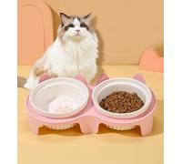 Cat Bowls,Elevated Cat Bowls,Elevated Pet Food and Water Bowl Dishes,Non-Slip Tilted Ceramic Elevated Pet Dishes Bowls with Stand for Puppy,Bunny,Cats and Small Dogs