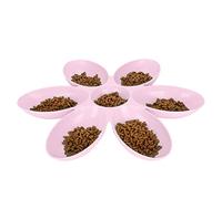 Cat Bowls FoodGrade Flower Petals Shaped 6 Grids Pet Feeding Bowl for Food and Water Professional Accessories for Use (Pink)
