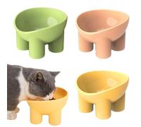 Cat Bowls, Non-Slip Multi-Purpose Cat Food Bowl Pet Water Bowl Cat Feeding Bowl, Elevated Cat Bowl, Elevated Cat Feeding Bowl with Tilt Stand, Set of 3(Green, Pink, Yellow)