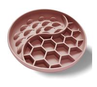 Cat Bowls Silicone Dog Slow Feeder with Suction Cups,Non-Slip Design Dishwasher Microwave Safe for Healthy Eating, Stops Gulping & Choking Great for small dogs & cats (Pink)
