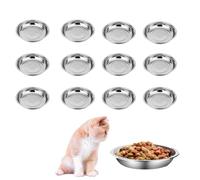 Cat Bowls Whisker Friendly, Shallow Wide Flat Cat Food Bowls 304 Stainless Steel,Metal Cat Dishes Whisker Fatigue Relief,5.5inch Basic Cat Plates for Elevated Stand,Dishwasher Safe (12 PCS)