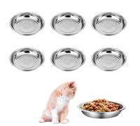 Cat Bowls Whisker Friendly, Shallow Wide Flat Cat Food Bowls 304 Stainless Steel,Metal Cat Dishes Whisker Fatigue Relief,5.5inch Basic Cat Plates for Elevated Stand,Dishwasher Safe (6PCS)