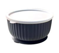 Cat Bowls with Suction Cup 400ml with Silicone Lid - Elevated Silicone Pet Dish with Non-Slip Bottom for Dry Food, Wet Food and Water - Silicone Water Bowl for Small Dog, Rabbit, Kittens (Grafit)