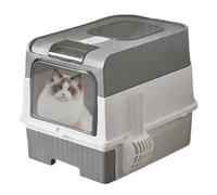 Cat Box - Modern Closed House, Hooded Waste Container | Portable Kitten Bathroom Container, Removable Tray Structure, Foldable Travel Unit, Shell