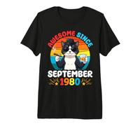 Cat Boy Awesome Since September 1980 Birthday 46 Years Old Premium T-Shirt