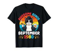 Cat Boy Awesome Since September 1980 Birthday 46 Years Old T-Shirt