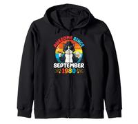 Cat Boy Awesome Since September 1980 Birthday 46 Years Old Zip Hoodie