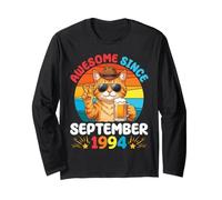 Cat Boy Awesome Since September 1994 Birthday 32 Years Old Long Sleeve T-Shirt