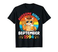 Cat Boy Awesome Since September 1994 Birthday 32 Years Old T-Shirt