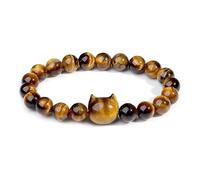 Cat Bracelets for Women, Lucky Cat Bracelet Natural Crystal Beaded Stretch Bracelet, Scarab Bracelet Inspired Gemstone Jewelry Gift for Women, One Size, Acetate, no gemstone