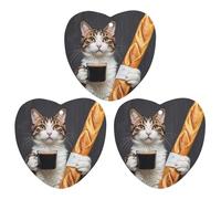 Cat Bread Coffee Car Air Freshener, 3 Pcs Love form Hanging Air Freshener Cards, Long Lasting Fragrance Scented Cards for Car, Home, Office Black-style