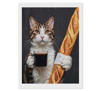 Cat Bread Coffee Diamond Painting Kits for Adults Beginners 12x16 Full Drill Diamond Art with DIY Tools Square 5D Diamonds Dots Crafts Gem Art Paint by Diamonds for Home Wall Decor Relaxing Gift