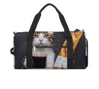Cat Bread Coffee Gym Bag for Men Women, Waterproof Gym Tote Bags, Large Duffel Bag for Travel Workout