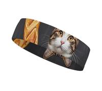 Cat Bread Coffee Headbands for Women & Men Sports Headband, Fits All Head Sizes, Ultra Absorbent & Non-Slip Sweatband for Running, Yoga, Gym