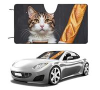 Cat Bread Coffee Windshield Sun Shade, Summer Vehicle Accessories, Foldable Car Window Shades, Keep Interior Cool, UV Rays Sun Visor Shade for Car SUV Truck 51"x28"