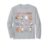 Cat Breeds Names Chart Kids Easy Cute Cats Learning Guide Long Sleeve T-Shirt