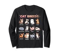 Cat Breeds Names Chart Kids Easy Cute Cats Learning Guide Long Sleeve T-Shirt