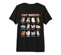 Cat Breeds Names Chart Kids Easy Cute Cats Learning Guide Premium T-Shirt