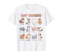 Cat Breeds Names Chart Kids Easy Cute Cats Learning Guide T-Shirt