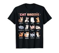 Cat Breeds Names Chart Kids Easy Cute Cats Learning Guide T-Shirt