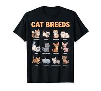 Cat Breeds Names for Kids Learning Chart Cute Cats Guide T-Shirt