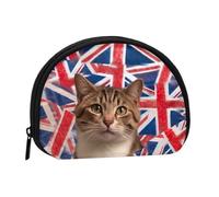 Cat British Flag Bunting Coin Purse Personalized Coin Bag for Women Men Change Purse Small Wallets with Zipper Mini Shell Coin Pouch Outdoor Shopping Change Storage Bag Handbags Gifts