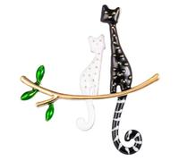 Cat Brooch Lazy Cat Sitting On The Tree Lapel Pin Fashion Suit Decoration Pin Metal Cat Branch Pin Badge Brooch Women