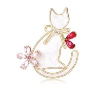 Cat Brooch Pin for Women Brooches and Pins for Women Flower Cute Pins Rhinestone Pin Crystal Brooch Christmas Stocking, L, Zinc, no gemstone