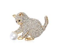 Cat Brooch Pin for Women Pearl Brooches Cute Pins Rhinestone Pins Crystal Brooch Christmas Stocking, L, Zinc, no gemstone