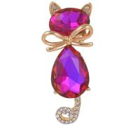 Cat Brooches Vintage Brooch Crystal - Bow Tie Kitten Design Colorful Pink Rhinestone Animal Lapel Pins Scarf Party Wedding Dress Bride Bridal Bridesmaid Pin UB7537