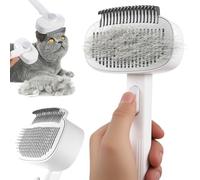 Cat Brush 2-in-1, Self-Cleaning Cat Hair Brush from the Brush with One Button, Adjustable Bristle Length, and Undercoat Brush Cat Against Tangles, for Long Hair and Short Hair, White