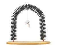 Cat Brush Arch Massager, Self Groomer with Scratch Pad Hanging Plush Mice Comb Scratcher Non-slip Kitten Back Massager for Pets