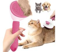 Cat Brush, Self Cleaning Slicker Brush, Skin-Friendly Grooming Tool for Cats & Dogs, Easily Removes Shedding Hair & Mats, Pet Massaging Tool for Long and Short, No Hair Build-Up, Easy to Clean