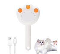 Cat Brush with Steam & Release Button, USB Rechargeable Steam Brush for Dogs Cats, 4-in-1 Multifunctional Cat Brush for Massage Care Hair Removal, Dog Brush with Steam and Water Tank (White)