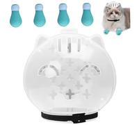 Cat Bubble Muzzle Breathable Cat Helmet for Grooming Anti Bite Transparent Head Cover with 4 Silicone Paw Shoes for Bath Nail Trimming, L