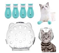Cat Bubble Muzzle with 4 Boots 5 Inch Breathable Transparent Cat Muzzle with Lock Anti-lick & Anti-Bite Head Cover for Grooming, Nail Trimming