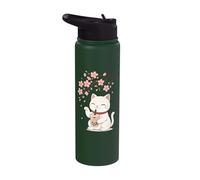 Cat Bubble Tea Cherry Blossom Stainless Steel Insulated Water Bottle