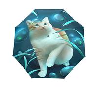 Cat Bubbles Art Kitty Umbrella Windproof Automatic Foldable Umbrells Auto Open Close for Men Women Kids