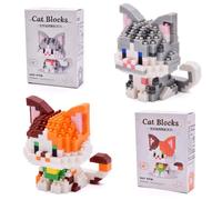 Cat Building Blocks, 2 Pcs Cats Building Toy Cute Cat Mini Building Blocks Set 3D Building Toy Bricks Cute Construction Toys Creativity Plastic Particle Building Toys Birthday Gifts for 14+Teens
