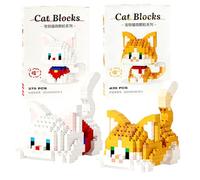 Cat Building Blocks, 2PCS DIY Building Sets 3D Puzzle Brick Toys 2in1 Animals Buildings Bricks Toy Micro Buildings Block Set Creativity Toy Brickss Micro Construction Bricks Gifts for Birthday