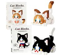 Cat Building Blocks, 2PCS DIY Building Sets 3D Puzzle Brick Toys 2in1 Animals Buildings Bricks Toy Micro Buildings Block Set Creativity Toys Brickss Micro Construction Bricks Gift for Birthday