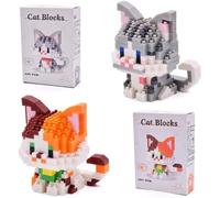 Cat Building Blocks, 2PCS Micro Construction Building Bricks Mini Animal Brick DIY Buildings Block Set 3D Puzzle Brick Creativity Bricks Micro Constructionbrick Gift for Birthday Carnival(Grey,Orange)