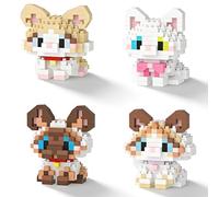 Cat Building Blocks,4 Pcs Cats Building Toy Cute Cat Mini Building DIY Micro 3D Building Toy Bricks Cute Construction Toys Creativity Plastic Particle Building Toys Birthday Gifts for Age 14+Teens