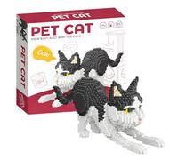 Cat Building Blocks,Cute Cat Building Block Toys,Cute Diy Animal Kit,Gift For Desk Decoration,3D Creative Model,Office Home Decoration Gifts For Adults And Teens,14+ (black)