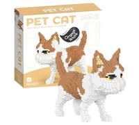 Cat Building Blocks,Cute Cat Building Block Toys,Cute Diy Animal Kit,Gift For Desk Decoration,3D Creative Model,Office Home Decoration Gifts For Adults And Teens,14+ (yellow)