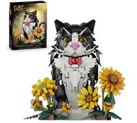 Cat Building Blocks Set, 1434 PCS Black Cat Sunflower Building Kits, Creative Animal Sunflower Bricks Toys, Collectible Flower Animals Model, Gifts for Teens and Adults