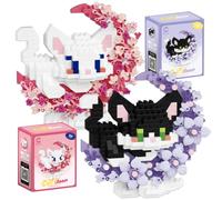 Cat Building Blocks Set, 2 Pieces Cat Building Toy Cartoon Micro Building Blocks Toy 3D Mini Puzzle Buildings Kit Anime Blocks Toy Building Block Figures Gifts for Birthday